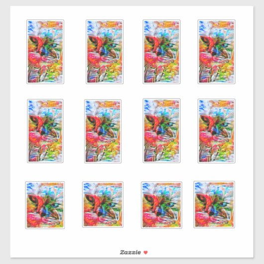 Farbenfrohe Abstrakte Ausdrucksform Cat Art Print Aufkleber (Blatt)