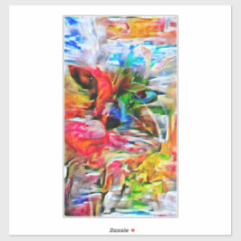 Farbenfrohe Abstrakte Ausdrucksform Cat Art Print Aufkleber