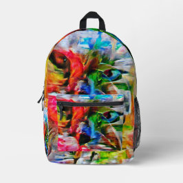 Farbenfrohe Abstrakte Ausdrucksform Cat Art Print Bedruckter Rucksack