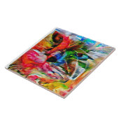 Farbenfrohe Abstrakte Ausdrucksform Cat Art Print Fliese (Seite)