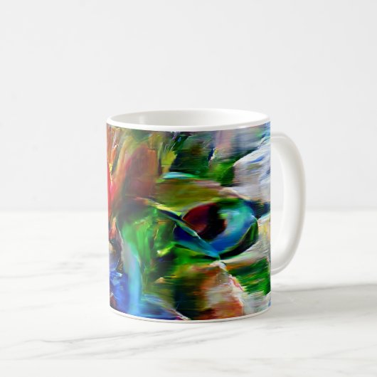 Farbenfrohe Abstrakte Ausdrucksform Cat Art Print Kaffeetasse (VorderseiteRechts)