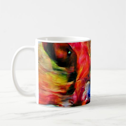 Farbenfrohe Abstrakte Ausdrucksform Cat Art Print Kaffeetasse (Links)