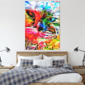 Farbenfrohe Abstrakte Ausdrucksform Cat Art Print Leinwanddruck (Insitu (Schlafzimmer))