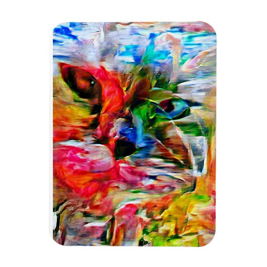 Farbenfrohe Abstrakte Ausdrucksform Cat Art Print Magnet (Vertikal)