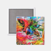 Farbenfrohe Abstrakte Ausdrucksform Cat Art Print Magnet (Vorderseite/Rückseite)