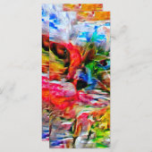 Farbenfrohe Abstrakte Ausdrucksform Cat Art Print Menükarte (Vorne/Hinten)