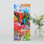 Farbenfrohe Abstrakte Ausdrucksform Cat Art Print Menükarte (Stehend Vorderseite)