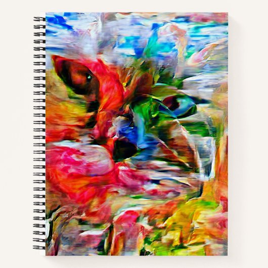 Farbenfrohe Abstrakte Ausdrucksform Cat Art Print Notizblock (Vorderseite)