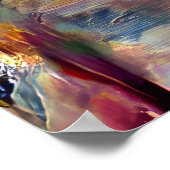 Farbenfrohe Abstrakte Ausdrucksform Cat Art Print Poster (Ecke)