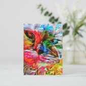 Farbenfrohe Abstrakte Ausdrucksform Cat Art Print Postkarte (Stehend Vorderseite)