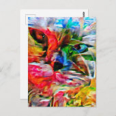 Farbenfrohe Abstrakte Ausdrucksform Cat Art Print Postkarte (Vorne/Hinten)