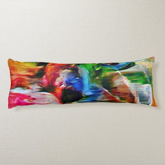 Farbenfrohe Abstrakte Ausdrucksform Cat Art Print Seitenschläferkissen (Rückseite)