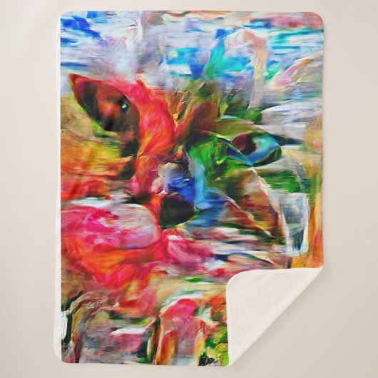 Farbenfrohe Abstrakte Ausdrucksform Cat Art Print Sherpadecke (Vorderseite)