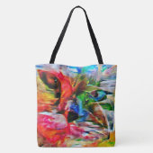 Farbenfrohe Abstrakte Ausdrucksform Cat Art Print Tasche (Rückseite)