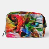 Farbenfrohe Abstrakte Ausdrucksform Cat Art Print Waschbeutel (Rückseite)