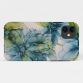 Farbenfrohe Abstrakte Blau- und Grüne Blumenkunst Case-Mate iPhone Hülle (Rückseite (Horizontal))