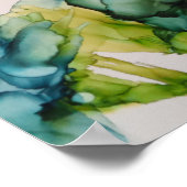 Farbenfrohe Abstrakte Blau- und Grüne Blumenkunst Poster (Ecke)