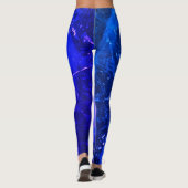 Farbenfrohe Abstrakte blaue weiße Marine Leggings (Rückseite)