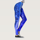 Farbenfrohe Abstrakte blaue weiße Marine Leggings (Rechts)