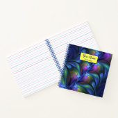 Farbenfrohe Abstrakte blaurosa grüne Fraktal Kunst Notizblock (Innenseite)