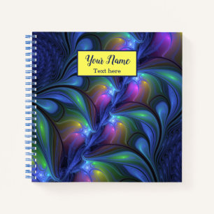 Farbenfrohe Abstrakte blaurosa grüne Fraktal Kunst Notizblock