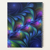 Farbenfrohe Abstrakte blaurosa grüne Fraktal Kunst Planer (Rückseite)