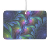 Farbenfrohe Abstrakte blaurosa grünes Fraktal Autolufterfrischer (Rückseite)