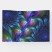 Farbenfrohe Abstrakte blaurosa grünes Fraktal Banner (Horizontal)