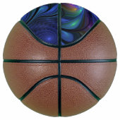 Farbenfrohe Abstrakte blaurosa grünes Fraktal Basketball (Rechts)