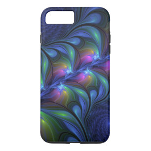 Farbenfrohe Abstrakte blaurosa grünes Fraktal iPhone 8 Plus/7 Plus Hülle