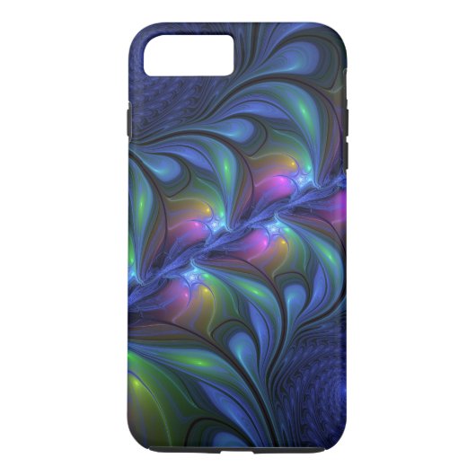 Farbenfrohe Abstrakte blaurosa grünes Fraktal Case-Mate iPhone Hülle (Rückseite)