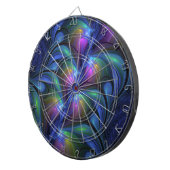 Farbenfrohe Abstrakte blaurosa grünes Fraktal Dartscheibe (Vorderseite rechts)