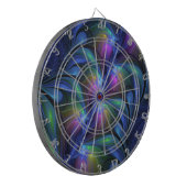 Farbenfrohe Abstrakte blaurosa grünes Fraktal Dartscheibe (Vorderseite Links)