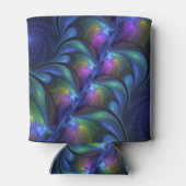 Farbenfrohe Abstrakte blaurosa grünes Fraktal Dosenkühler (Rückseite)