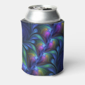 Farbenfrohe Abstrakte blaurosa grünes Fraktal Dosenkühler (Kanne Rückseite)