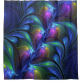 Farbenfrohe Abstrakte blaurosa grünes Fraktal Duschvorhang (Vorderseite)