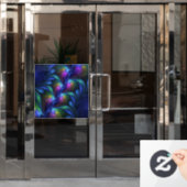 Farbenfrohe Abstrakte blaurosa grünes Fraktal Fensteraufkleber (Büro Tür)