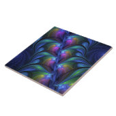 Farbenfrohe Abstrakte blaurosa grünes Fraktal Fliese (Seite)