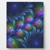 Farbenfrohe Abstrakte blaurosa grünes Fraktal Fotoplatte (Vorderseite)
