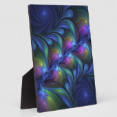 Farbenfrohe Abstrakte blaurosa grünes Fraktal Fotoplatte (Seite)