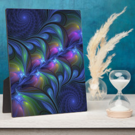 Farbenfrohe Abstrakte blaurosa grünes Fraktal Fotoplatte