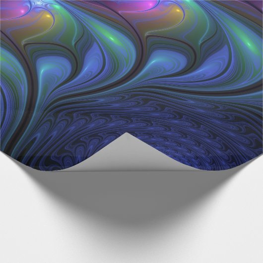 Farbenfrohe Abstrakte blaurosa grünes Fraktal Geschenkpapier (Ecke)