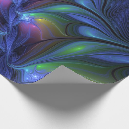 Farbenfrohe Abstrakte blaurosa grünes Fraktal Geschenkpapier (Ecke)
