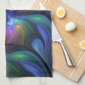 Farbenfrohe Abstrakte blaurosa grünes Fraktal Geschirrtuch (Viertel Falte)