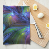 Farbenfrohe Abstrakte blaurosa grünes Fraktal Geschirrtuch (Viertel Falte)