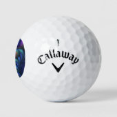 Farbenfrohe Abstrakte blaurosa grünes Fraktal Golfball (Logo)