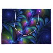 Farbenfrohe Abstrakte blaurosa grünes Fraktal Große Geschenktüte (Vorderseite)