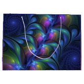 Farbenfrohe Abstrakte blaurosa grünes Fraktal Große Geschenktüte (Rückseite)