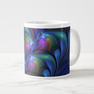 Farbenfrohe Abstrakte blaurosa grünes Fraktal Jumbo-Tasse