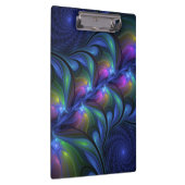 Farbenfrohe Abstrakte blaurosa grünes Fraktal Klemmbrett (Rechts)